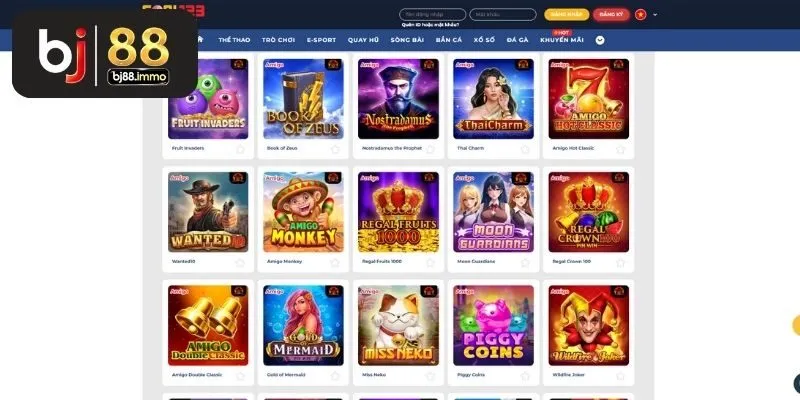 Banner Goal123 quảng bá game Amigo Gaming Slots, với các biểu tượng slot game đầy màu sắc